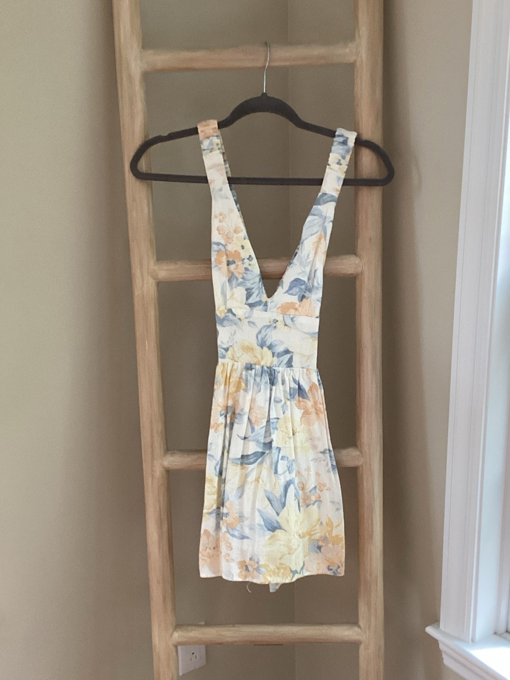 Abercrombie & Fitch Cream Floral Mini Dress with Yellow & Blue Accents